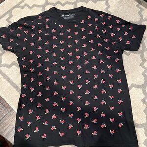 Vintage PS2 all over logo print Playstation brand Size Large Black Short Sleeve